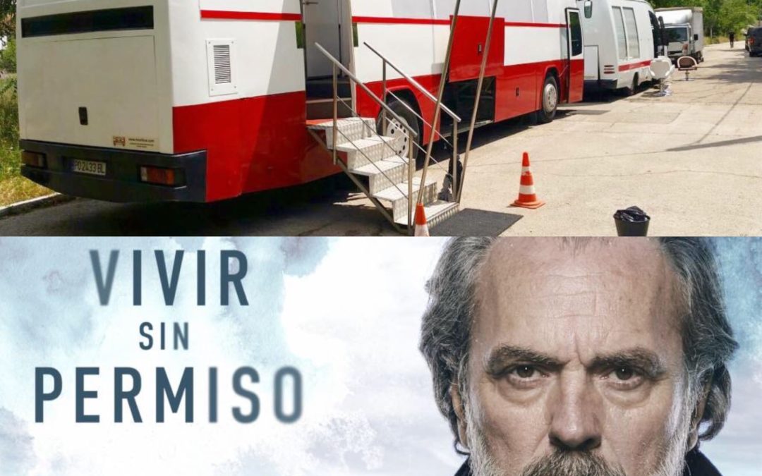 Autobús camerino para el rodaje de la serie Vivir sin permiso